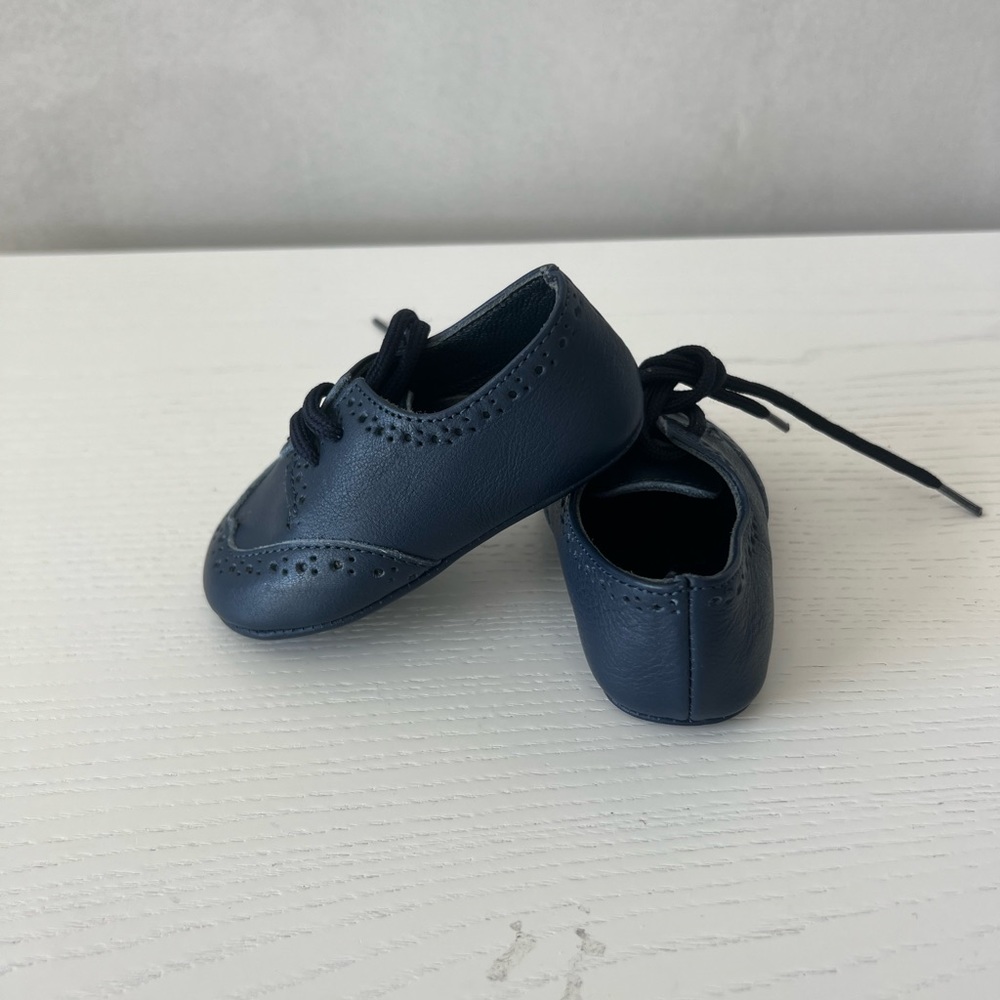 Baby Boy Leather Dark Navy Little Shoes. Size 18. NEW